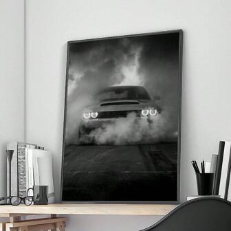 HALFLEMART 1 Piece Red Car Canvas Print Wall Art, American Muscle Sports Car WallArt Painting, Car Art Poster, Racing Gift, Canvas Art, Wall Decorate -Optional Frame