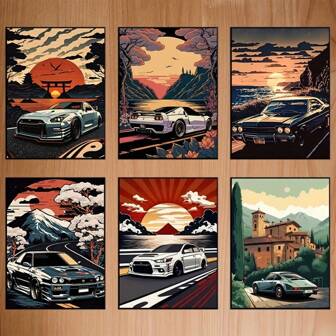 Diy Diamond Painting With Round Diamond, Full Diamonded Without Frame, Vintage Luxury Sports Cars & Cool Race Cars Design, Suitable For Home Wall Decoration
