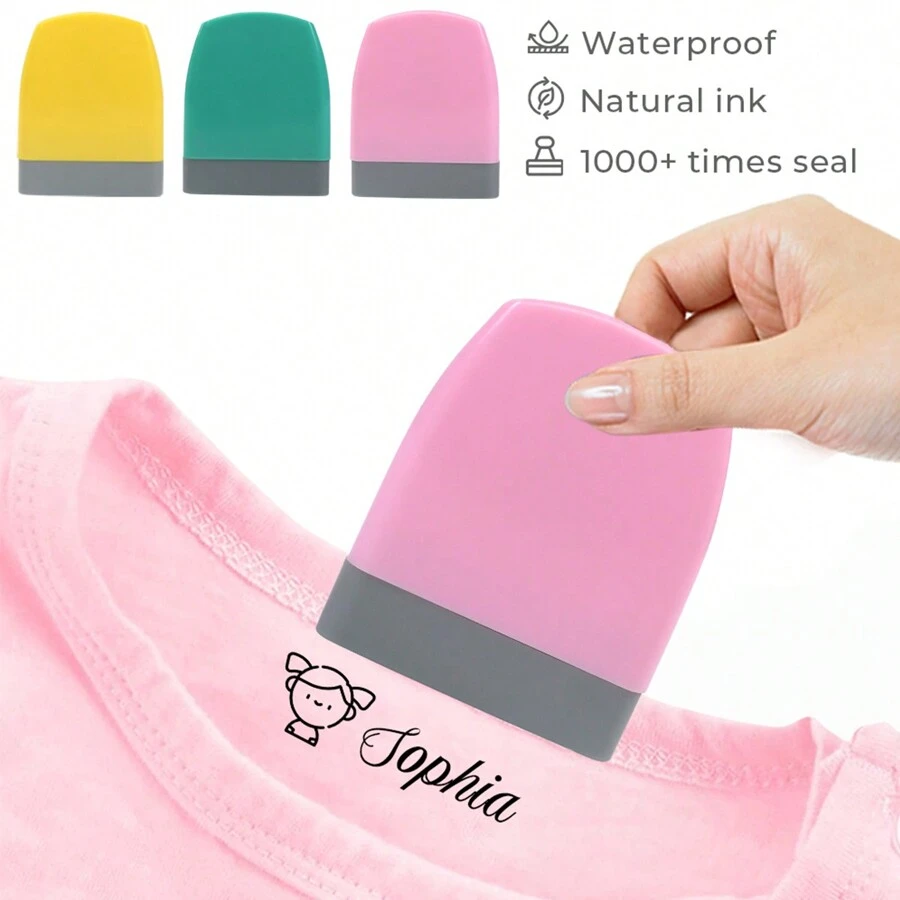 1 pieza Sello con nombre personalizado, resistente al agua, adecuado para ropa de niños. Este sello de nombre personalizado se puede usar para ropa, firmas manuscritas y como sello de tinta de dibujos animados para manualidades - Multicolor - Ver 1