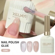 XEIJAYI 1pc 15ml Jelly Crystal Gel Nail Polish - Translucent Nude With Sheer Ice Clear Effect - Soak Off UV/LED - Perfect For DIY Manicures - PinkNude - View 2