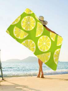 1入組水果檸檬印花超細纖維沙灘巾，多種尺寸沙灘毯隔日曬巾，輕便易攜，適用於游泳、露營、運動、沙灘或健身房 - 彩色 - 查看 5