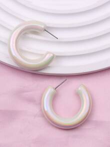 1 đôi Trân châu Mịn màng Thiết kế C Đơn giản & Sành điệu Ảnh ba chiều Hoa tai Đối với phụ nữ - Vòng chữ C huỳnh quang - Xem 3