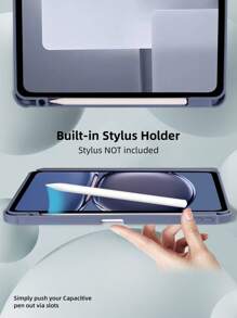 1pc Light Grey Purple Acrylic Ipad Case With Tri-Fold Design, Rotatable & Pen Holder Cover, Multiple Stand Modes, Simple & Business Style, Compatible With Ipad Mini 6/9.7/10.2/10.5/10.9/11 Inch/10th Gen/12.9 Inch Models - Dusty Purple - View 4