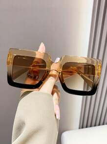 Gafas de sol de plástico cuadradas oversize vintage, gafas de sol clásicas y elegantes con protección UV para mujeres, adecuadas para usar con suéter, jeans, pantalones de chándal, sudadera con capucha, chaqueta, vestido y camisa de manga larga, perfectas para vacaciones en la playa, viajes y actividades al aire libre en verano