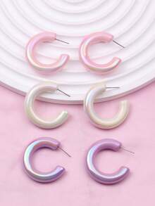 1 đôi Trân châu Mịn màng Thiết kế C Đơn giản & Sành điệu Ảnh ba chiều Hoa tai Đối với phụ nữ - Vòng chữ C huỳnh quang - Xem 8