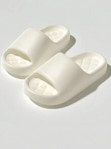 Sandalia Planas Para Mujer Diseño Liso Con Plantilla Texturizada, Sandalia De EVA suave y cómoda para primavera y verano para el hogar Y Vacaciones - Blanco - Ver 7