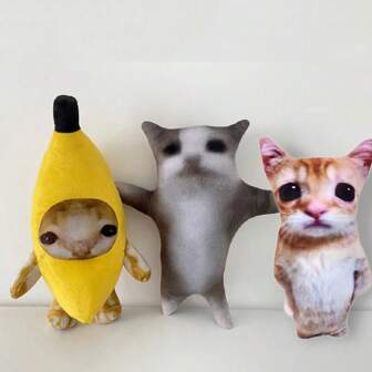 1pc New Happy Cat Banana Cat Animal Doll, Meme Dancing Cat Plush Doll