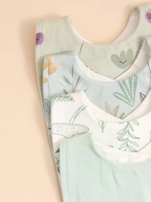 4-Piece Green Baby Bib Set U-Shaped Saliva Towel Kids" Feeding Bibs Waterproof Anti-Spitting Milk Cloth - Multicolor - View 4