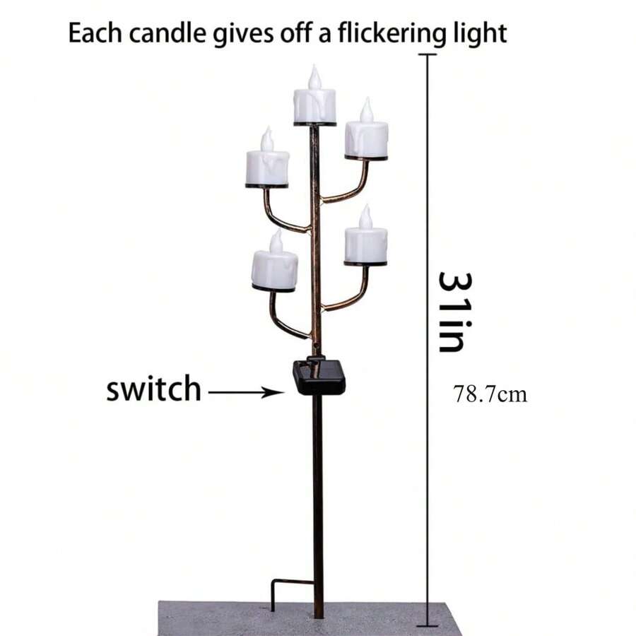 Solar Garden Candle Lights Outdoor Waterproofing Pathway Flickering