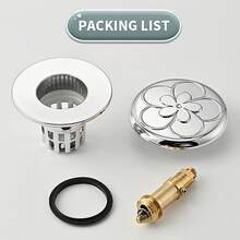 1PC Large Flower Cover Washbasin Bounce Core Drain, Press Type Electroplated Brass Core Washbasin Sink Sink Drain Plug - Multicolor - View 8