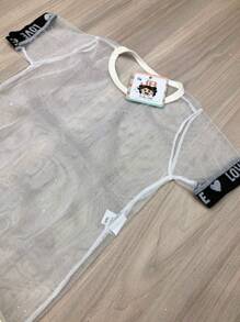 CONJUNTO DE TULE 3 PEÇAS, BLUSINHA, TOP E SHORTS PARA CRIANÇAS MENINAS INFANTIL/TENN/KIDS/NOVIDADE/KIDS/TEENS/FANYKIDS - Branco - Visão 9