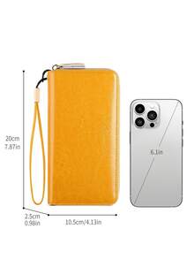 防RFID、分離式手把防水皮革女士長錢包拉鍊式信用卡/身份證/現金/護照多功能ID窗口極簡風格大容量生日禮物教師禮物母親節情人節周年慶通勤新手和白領工人用於女孩、淑女、女人商務休閒 - 黃色 - 查看 3