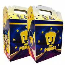 100 Cajas para Dulceros Personaje Equipo Pumas para Fiesta Aguinaldos Colores Dulceras Cajita Adorno Regalo Bolo Volo Pascua Posada Recuerdo Decoracion Cumpleaños - Azul - Ver 1