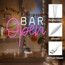 Bar Open Neon Sign Wall Decor With Dimmable Switch Led Art Beer Neon Light - Multicolor - View 2