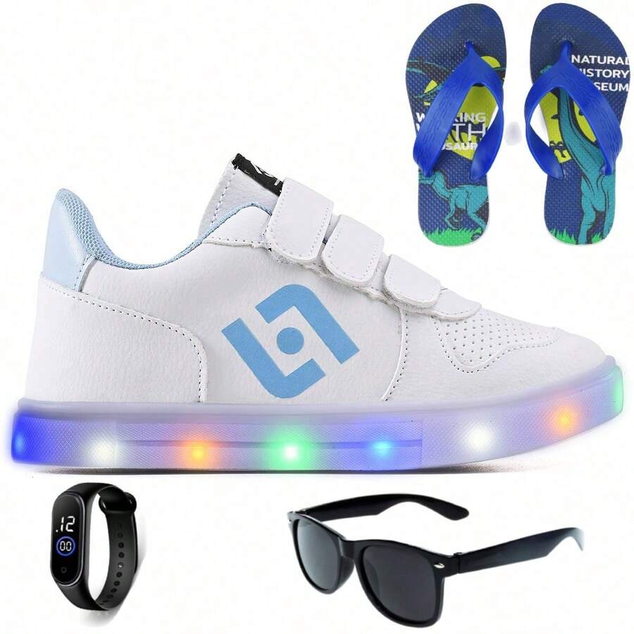 CALCADOS LGHT LIGHT Kids Flats - Xanh và trắng - Xem 1
