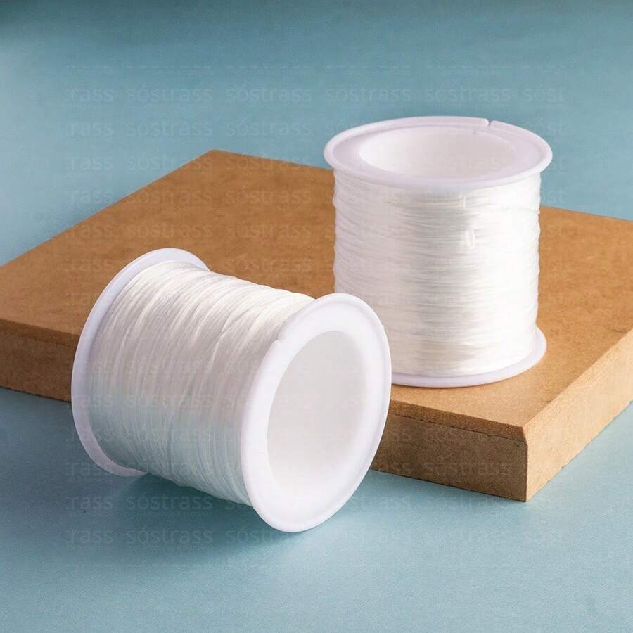 Fio Strech 0.5mm Branco Elástico Para Pulseiras - Rolo 100 Metros - Branco - Visão 1