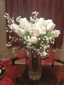 Múltiples tipos de flores blancas disponibles para ramo de bodas DIY, decoración del hogar, oficina o dormitorio, eventos de fiesta o centros de mesa como rosas blancas, lirios, aliento de bebé, tulipanes y orquídeas. Ideal para arreglos de bodas. - Multicolor - Ver 3