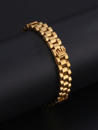 1pc Golden Stainless Steel Three Crown Bracelet