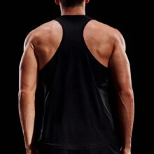 Boyfriend Style Men Summer Muscle Training Breathable Sports Tank Top For Running And Fitness - Black - View 2