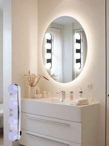 1pc Led Mirror Light, Battery Powered Wireless Portable Vanity Table Lamp, Bathroom Wall Light - White - View 7