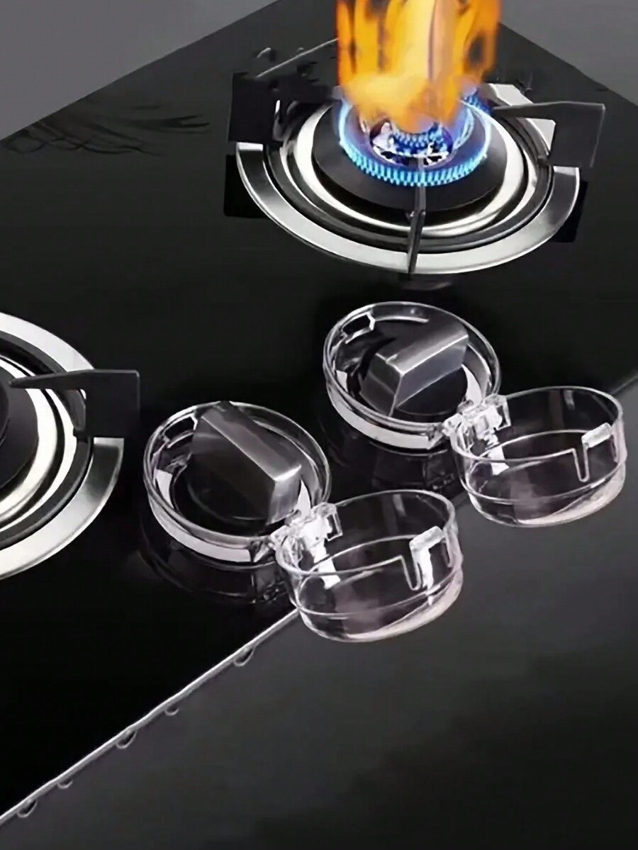 4pcs Transparent Gas Stove Switch Protection Cover, Adhesive Gas Stove