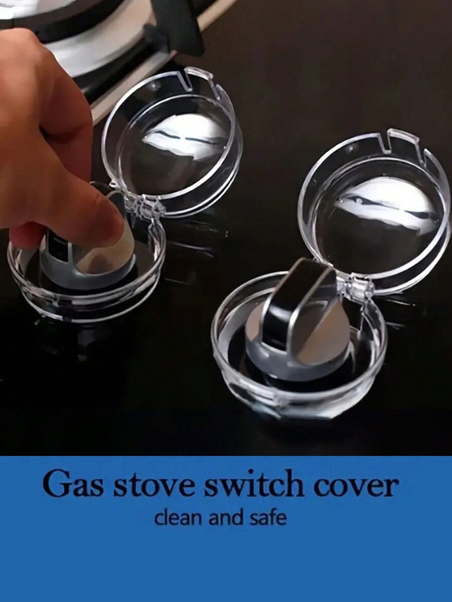 4pcs Transparent Gas Stove Switch Protection Cover, Adhesive Gas Stove