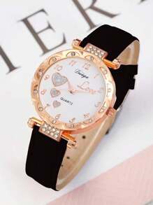 6pcs Girls' Watch & Butterfly Jewelry Set, Including Luxury Rhinestone Quartz Watch, Perfect Gift For Kids - Black - View 5