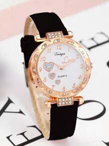 6pcs Girls' Watch & Butterfly Jewelry Set, Including Luxury Rhinestone Quartz Watch, Perfect Gift For Kids - Black - View 6