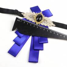 1pc Men Formal Long Fashion Luxury Black Diamond Hollowed-Out Lace Bow Tie Groomsmen Wedding Party Tuxedo Accessory With English Boutonniere - Multicolor - View 3