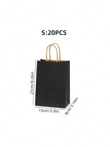 5 piezas/20 piezas Bolsas de regalo de papel Kraft con asas, bolsas de embalaje de regalo rectangular de unicolor minimalista, bolsas de transporte, adecuadas para fiestas, compras, Navidad y Día de San Valentín