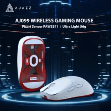 AJAZZ AJ099 SUPERLIGERO Ratón Inalámbrico para Juegos,Ultraligero(56g),Sensor Pixart PAW3311, 12000PPP,Cable 2,4 G/USB-C,6 Botones Programables,Battery Life de 200 Horas,para PC/PS4/XBOX - Blanco - Ver 2