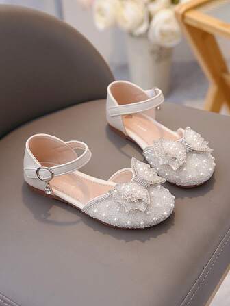 女童新款假珍珠裝飾軟底公主涼鞋,適合嬰幼兒和兒童夏季穿著