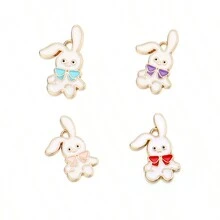 10入組合金彩虹滴油兔子吊墜，DIY珠寶製作配件 - 彩色 - 查看 8