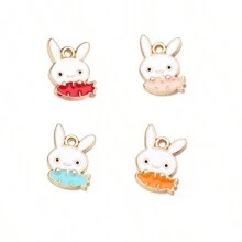 10入組合金彩虹滴油兔子吊墜，DIY珠寶製作配件 - 彩色 - 查看 6