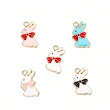 10入組合金彩虹滴油兔子吊墜，DIY珠寶製作配件 - 彩色 - 查看 9