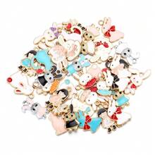 10入組合金彩虹滴油兔子吊墜，DIY珠寶製作配件 - 彩色 - 查看 2