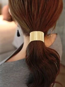 1pc Metal Buckle Hair Tie Ponytail Holder, Elegant And Simple,Gold Head Piece Hair Band Turban Headband Sweatband