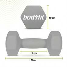 Par Pesas Mancuernas 12 Lb (5.44 Kg) Neopreno BODYFIT - Gris - Ver 2