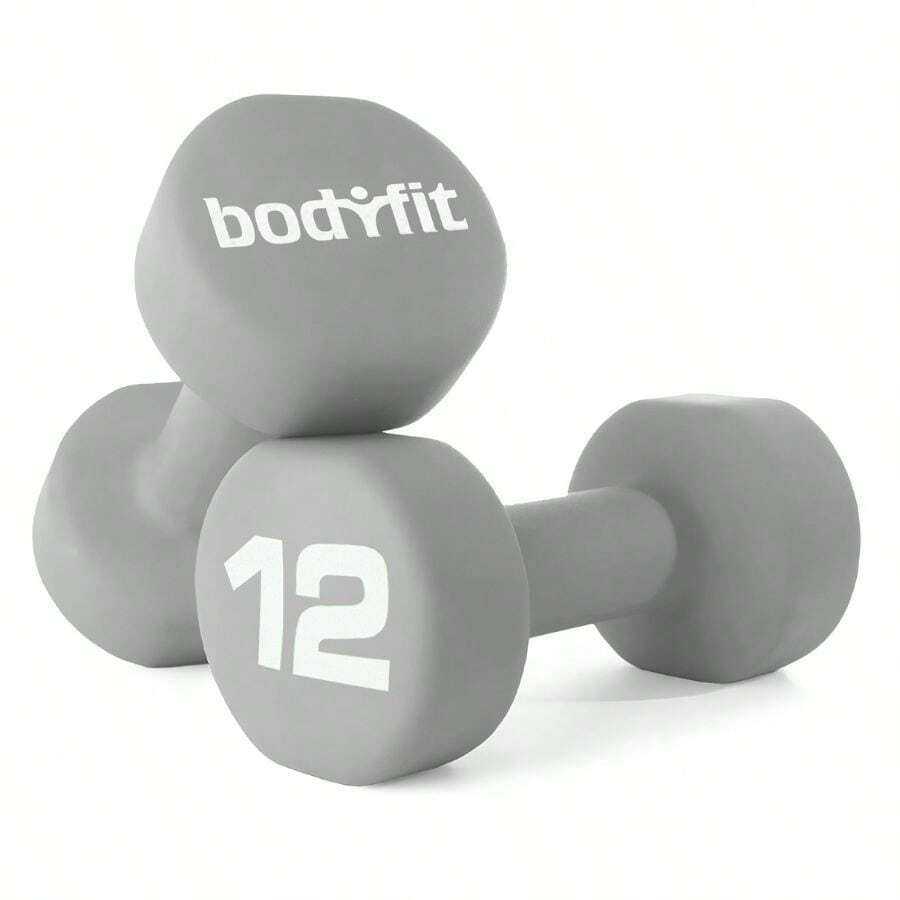 Par Pesas Mancuernas 12 Lb (5.44 Kg) Neopreno BODYFIT - Gris - Ver 1