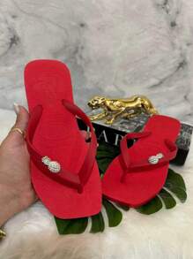 Women Flip-Flops - Red - View 2