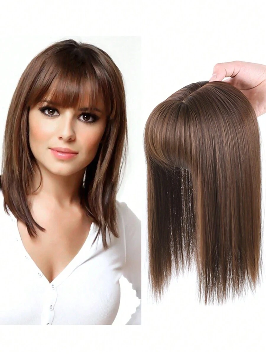 Topper Hair Piece Invisible Seamless Long Straight Wig Bangs Clip
