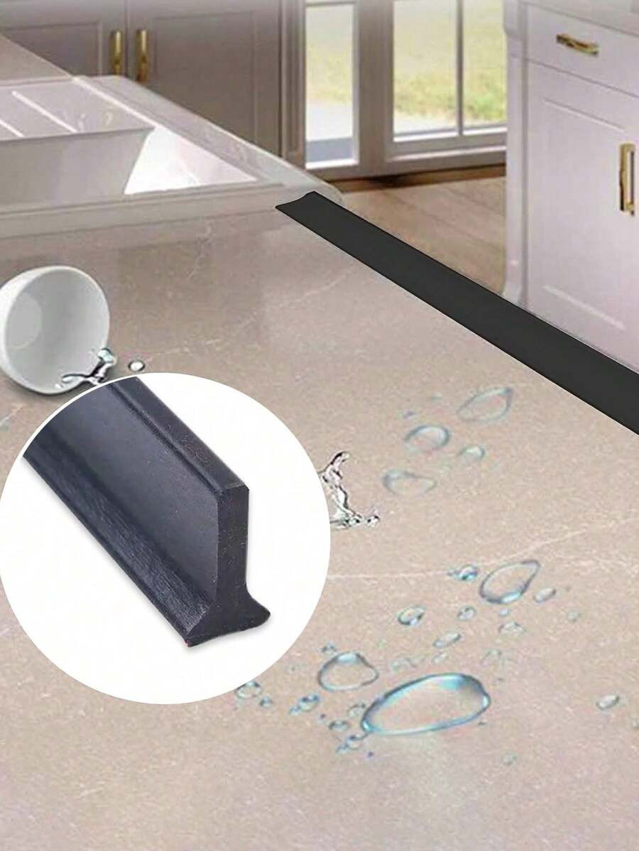 1m SelfAdhesive TShaped Bendable Water Stop Strip, Bathroom Wet And Dry Separation Curved