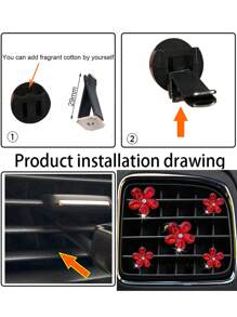 5st Kristallen bloem Auto Luchtverfrisser Klem , Airco Decoraties Voor Auto interieur Accessoires