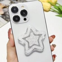 Cute Glitter Star Phone Stand , Retractable & Foldable For Hands-Free Usage, ABS, Perfect For Desktop Space & Comfortable - Style - View 4