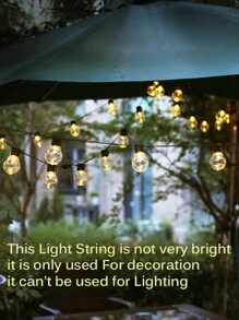 LED 太阳能球形灯串、塑料灯泡、户外太阳能灯串、户外太阳能仙女灯、用于露营/花园/派对/露台/庭院装饰秋季装饰家居装饰户外装饰 - 黃色 - 查看 4