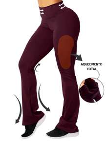 Women Sports Pants - 酒紅色 - 查看 4