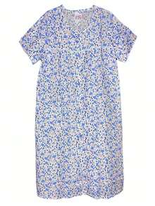 Camisón Bata Pijama Para Dormir de Mujer Con Tela Suave Y Comoda - Azul - Ver 2