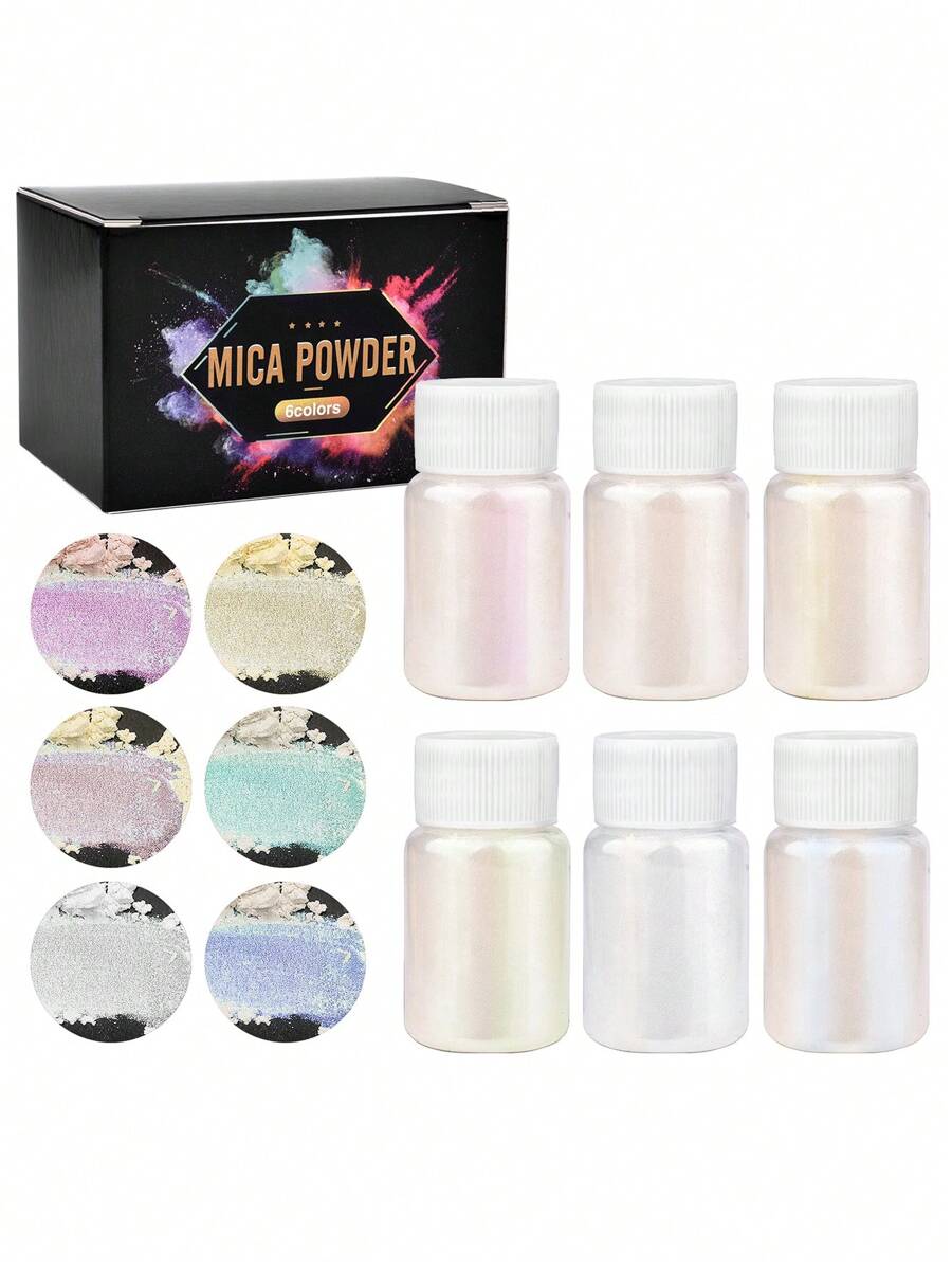 6-Color Diy Mica Powder Pigment Suitable For Silicone Mold Making Epoxy Resin Dye And Candle Dye