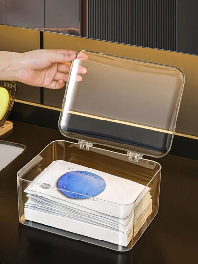 1 件化妆品收纳盒，冰箱面膜收纳盒，防尘防水带盖护肤品收纳盒，香水收纳盒，适用于冰箱存储、配件存储、厨房工具收纳盒、文具分类展示架，适用于假日海滩、浴室收藏、卧室收藏，大容量