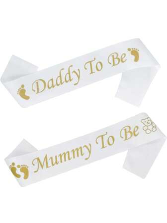 2pcs/Pack Mom & Dad Belt For Baby Shower Decoration, Suitable For Mom,Christmas